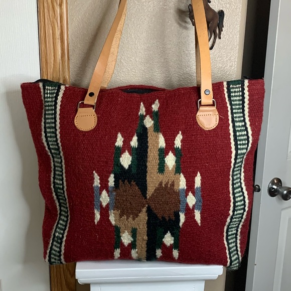 El Paso Saddle Blanket Co Handbags - Southwestern print wool tote bag NWOT